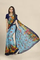 SVB जॉर्जेट साड़ी विद ब्लाउज फॉर विमेंस 