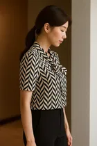 Women's Casual Wear Regular sleeve Abstract Print Top, M