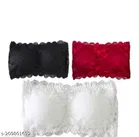 Net Solid Bras for Women, Assorted, Pack of 3 