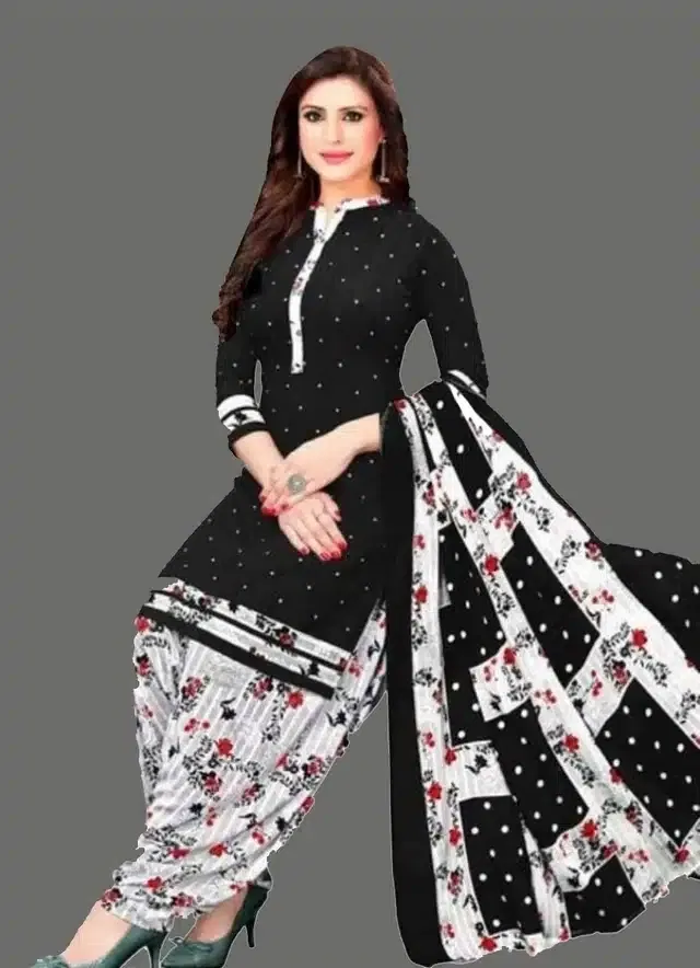 Unstitched Dress Material for Women & Girls (Black)
