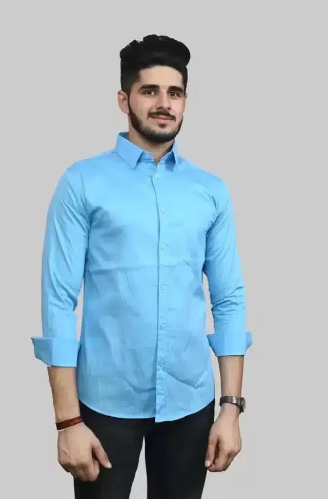 Casual Shirt for Men (Blue, L)