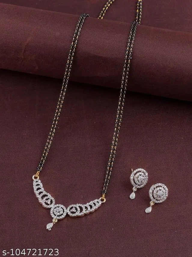 Alloy Mangalsutra with Earrings for Women (Multicolor, Set of 1)