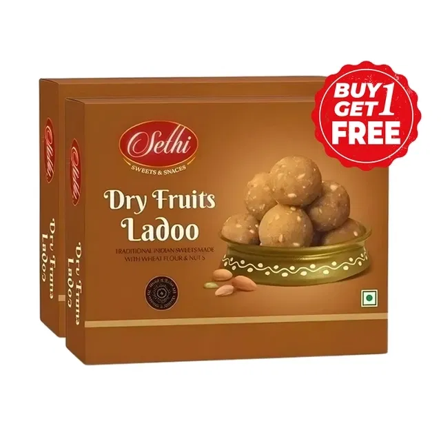सेठी ड्राई फ्रूट लडू 2X400 g (बय 1 गेट 1 फ्री)