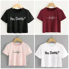Round Neck Printed Crop T-Shirts for Women (Multicolor, S) (Pack of 4)