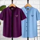 Self Design Cotton Blend Mandarin Neck T-Shirt for Boys 
