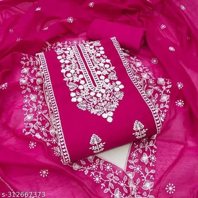 Embroidered Unstitched Suit for Women (Dark Pink, 2.25 m)