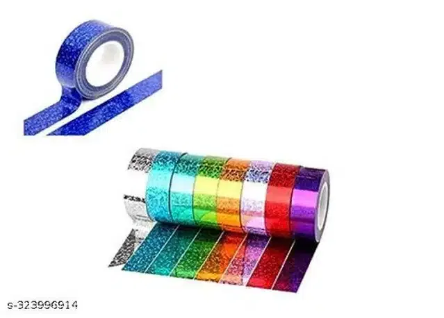 Glitter Adhesive Tape (Multicolor, Pack of 12)