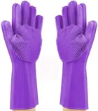 Silicone Reusable Dishwashing Cleaning Gloves for Kitchen (Assorted, Set of 1)