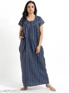 Satin Soft & Attractive Nightdress for Women & Girls , Blue 