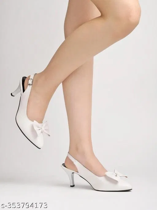 Shoetopia White Pointed Toe Pumps (IND-7)