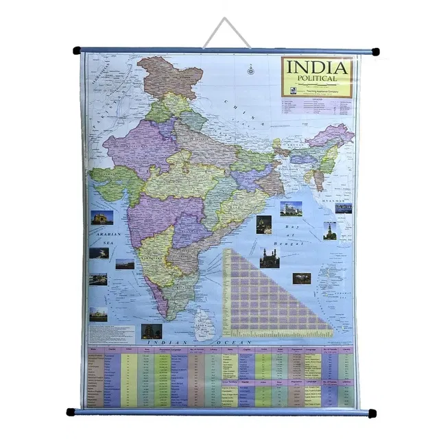 Roll-Up Political Map of India Wall Hanging
