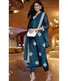 Viscose Rayon Embroidered Kurta with Pant & Dupatta for Women 