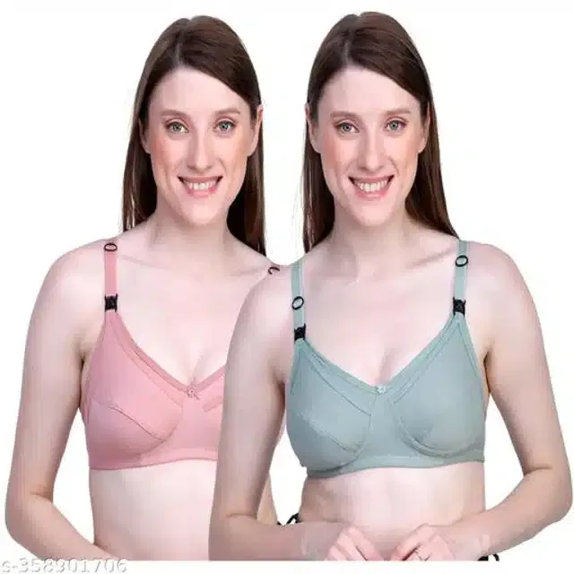 Polycotton Feeding Bra for Women (Assorted, 42B) (Pack of 2)