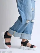 Shoetopia Platform Sandals Black Size IND-3