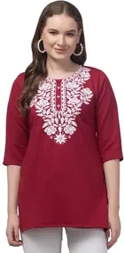 Cotton Embroidered Short Kurti for Women 