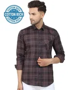 Cotton Blend Chequered Shirt for Men 