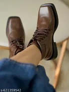 Solid Heeled Boots for Women Brown 