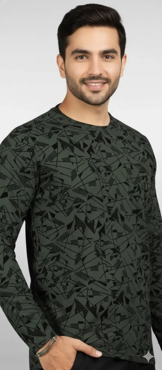 Polyester T-shirt for Men, Olive Green (M)