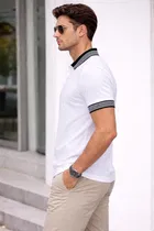 Casual Wear Polo Neck Cotton Blend T-Shirt for Men, White 