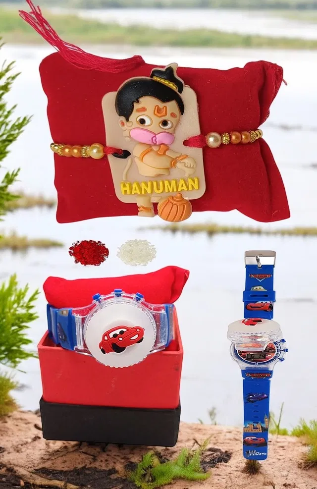 Synthetic Rakhi with Light Watch for Kids (Multicolor, Set of 1)