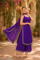 Embroidery Kurta Plazzo Set With Dupatta for Women 
