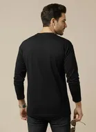 Polyester Printed T-shirt for Men, Black 