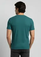 Polyester Round Neck T-shirt for Men, Teal 