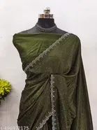 Malai Lycra Embellished Saree for Women, Green 