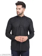 Cotton Blend Solid Short Kurta for Men 