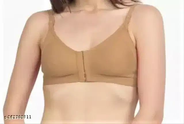 Cotton Solid Bra for Women (Beige, 38)