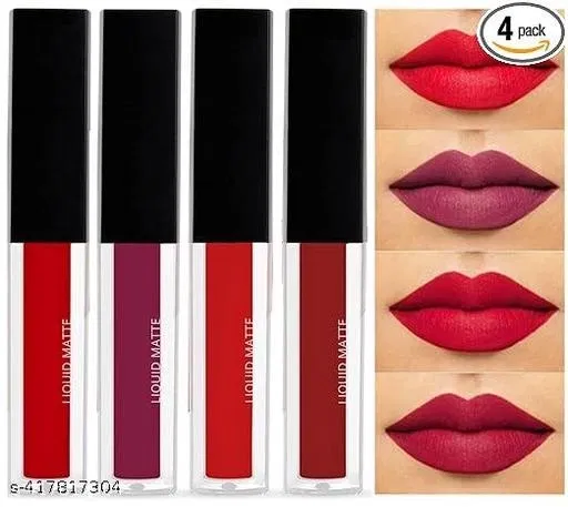 Long Lasting Matte Liquid Lipsticks (Multicolor, Pack of 4)