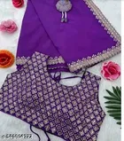 Georgette Solid Saree For Women, Purple
