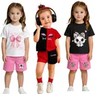 Graphic Print Cotton Blend Clothing Set for Girls, Pack of 3 