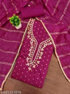 Silk Blend Embroidered Punjabi/All Over Suits Semi-Stitched Suits for Women 
