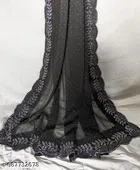 Georgette Printed Saree For Women, Black