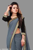 Lycra Solid Saree for Women 