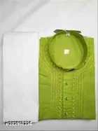 Cotton Blend Embroidered Kurta with Pyjama for Men 