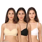 Cotton Blend Solid Padded Bra for Women 