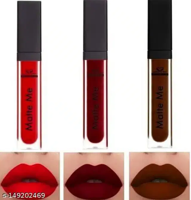Matte Me Liquid Lipsticks (Multicolor, Pack of 3)