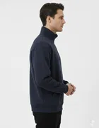 Fleece Solid Sweatshirt for Men, Navy Blue 