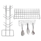 Stainless Steel Cup Stand & Plate Stand & Hook Rail For Kitchen (Set of 3) (OC-010)