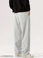 Cotton Blend Solid Trackpant for Men, Grey 