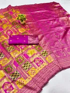 Litchi Silk Zari Woven Saree for Women, Pink 