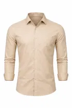 Smart Casual Wear Cotton Blend Shirt for Mens, Cream 