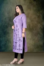 Ethnic Motif Rayon Kurti for Women 