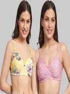 Cotton Blend Printed Padded Bra for Women 