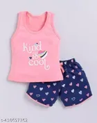 Hosiery Cotton Printed Clothing Set for Kids, Multicolor, Pack of 2 