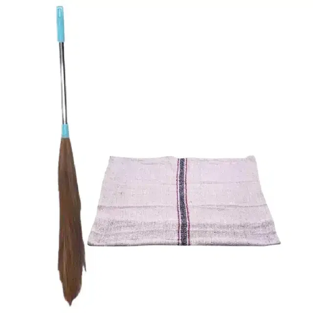 Cleaning Cloth with Steel Pipe Grass Broom (Set of 2)