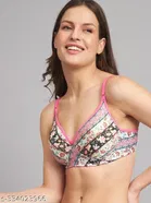 Cotton Blend Printed Padded Bra for Women 