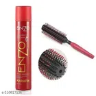 Enzo Hair Spray with Round Hair Brush (Set of 2)